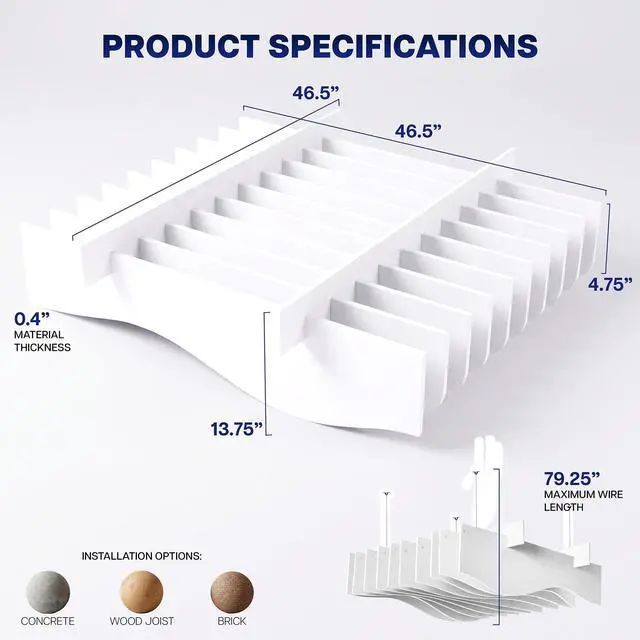 Alt view image 3 of 7 - VIVO White 47 x 14 Sound Absorber Panel, Acoustic Ceiling Waffle Wave