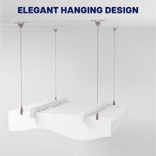 Alt view image 6 of 7 - VIVO White 47 x 14 Sound Absorber Panel, Acoustic Ceiling Waffle Wave