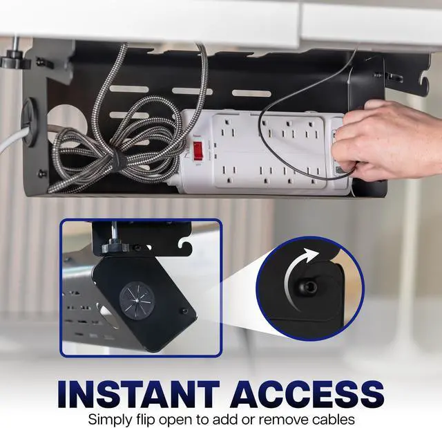 Alt view image 3 of 7 - VIVO 19" Clamp-On Under-Desk Cable Management Box, Flip-Open Lid, Holds 11lbs