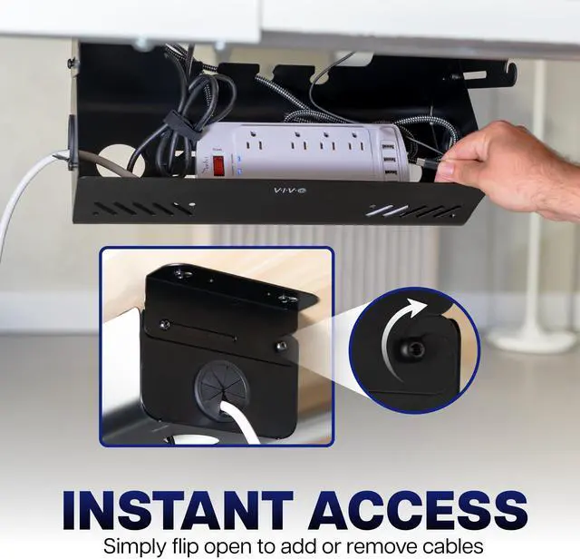 Alt view image 3 of 7 - VIVO 19.4" Screw-On Under Desk Cable Management Box, Flip-Open Lid, Holds 11lbs