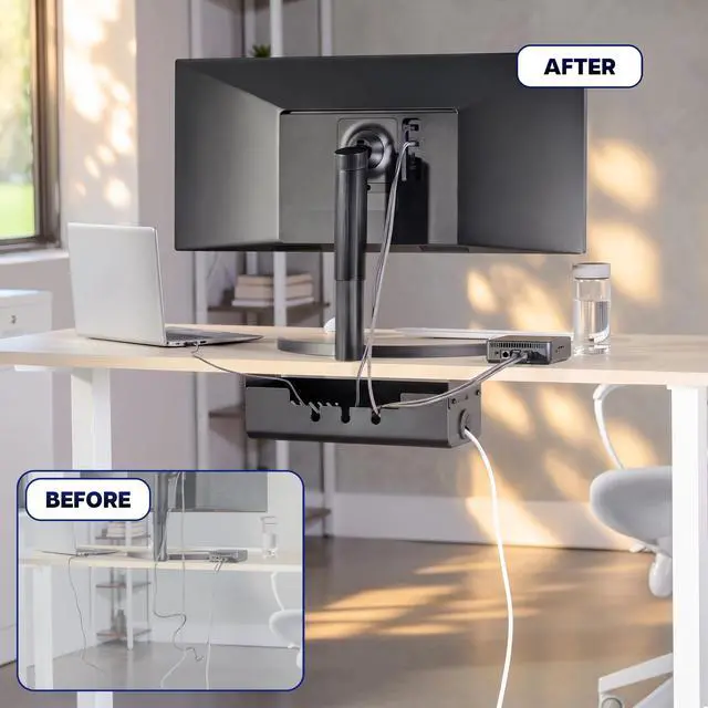 Alt view image 2 of 7 - VIVO 19.4" Screw-On Under Desk Cable Management Box, Flip-Open Lid, Holds 11lbs