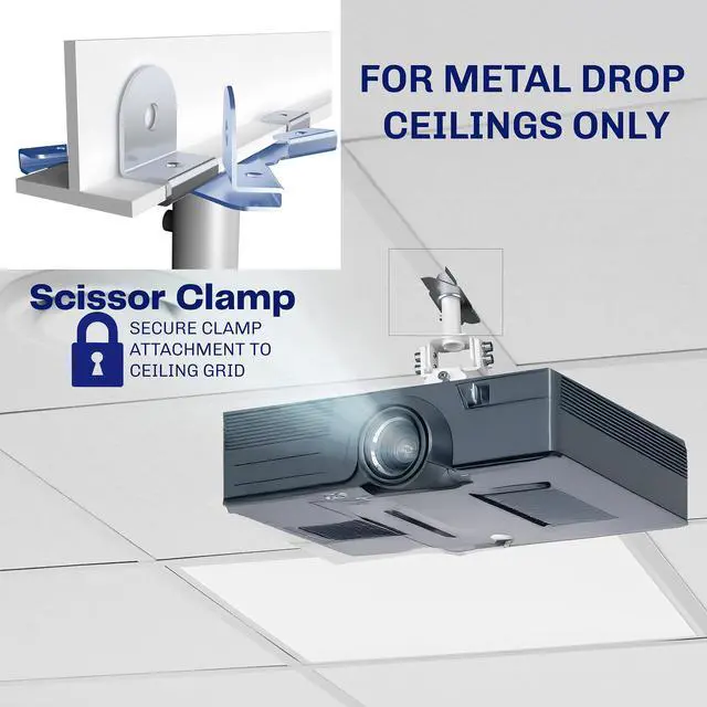Alt view image 3 of 7 - VIVO Metal Drop Ceiling Projector Mount with Scissor Clamp, Holds 29.7 lb