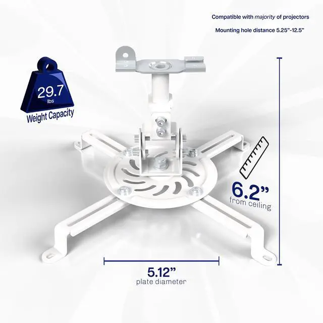 Alt view image 4 of 7 - VIVO Metal Drop Ceiling Projector Mount with Scissor Clamp, Holds 29.7 lb