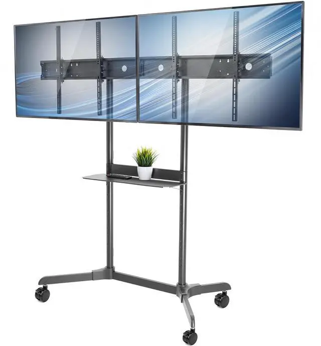 Main image of VIVO Ultra Heavy-Duty Mobile Dual TV Cart, 176 lbs Capacity, 4 Lockable Casters