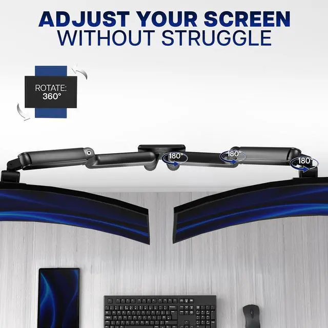 Alt view image 6 of 7 - VIVO Premium Dual Monitor Arm Wall Mount, Fits Ultrawide Dual Screens up to 45