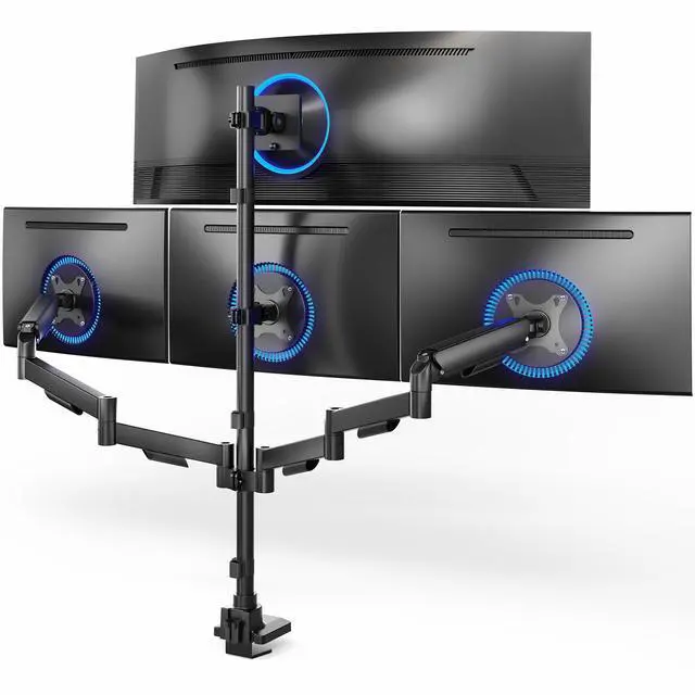 Main image of VIVO Quad Monitor Desk Mount, 2 Mechanical Arms + 2 Fixed Arms, 103.4 Capacity