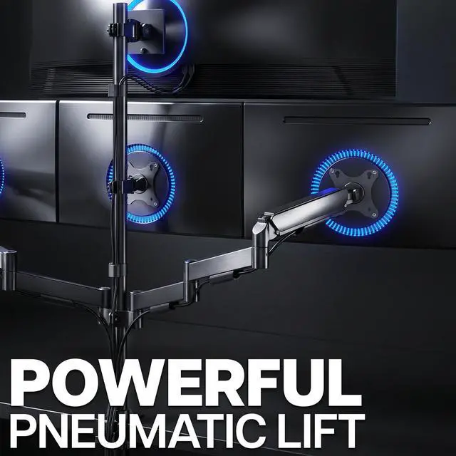 Alt view image 5 of 7 - VIVO Quad Monitor Desk Mount, 2 Mechanical Arms + 2 Fixed Arms, 103.4 Capacity