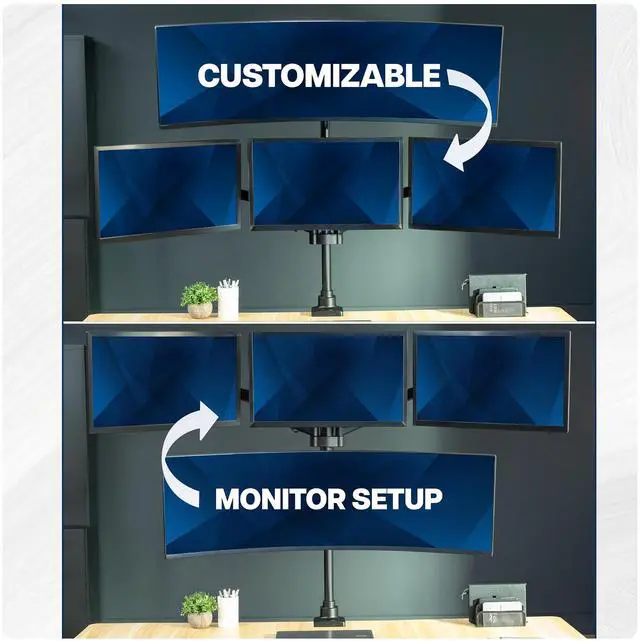 Alt view image 7 of 7 - VIVO Quad Monitor Desk Mount, 2 Mechanical Arms + 2 Fixed Arms, 103.4 Capacity