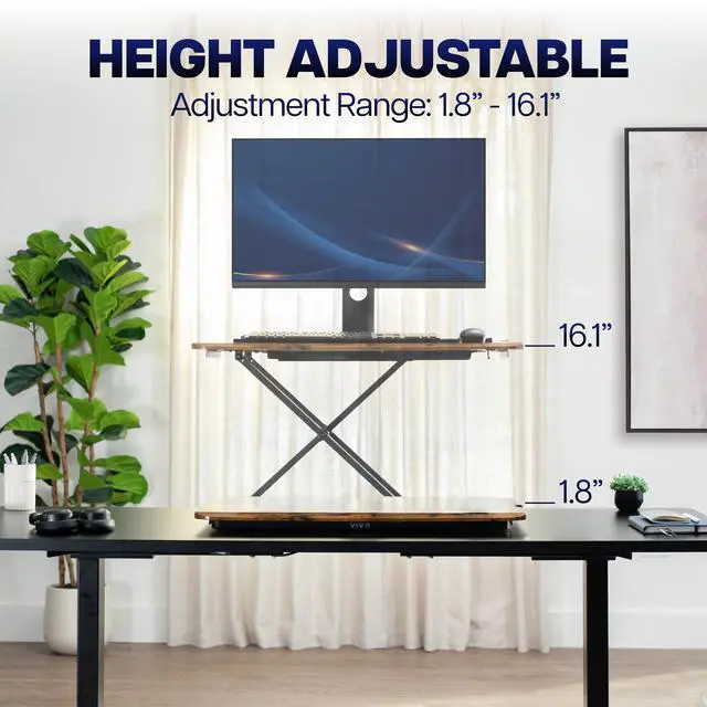 Alt view image 4 of 7 - VIVO Economy Height Adjustable 29" Standing Desk Sit Stand Desktop Monitor Riser