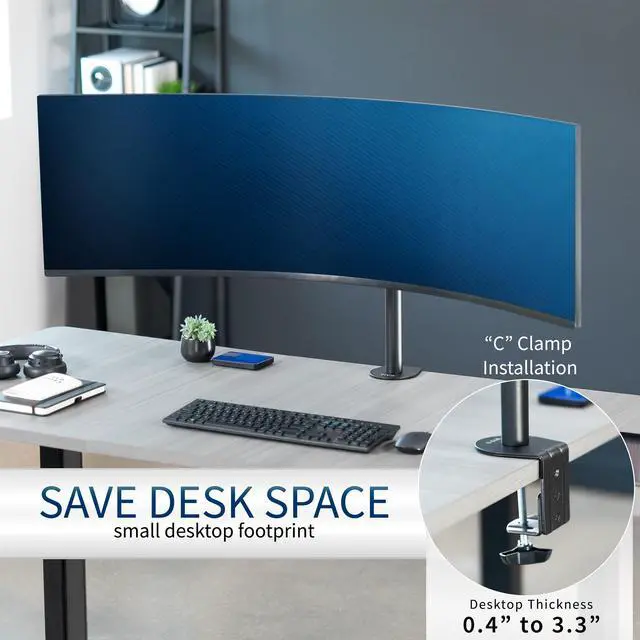 Alt view image 6 of 7 - VIVO Single Ultrawide Monitor Desk Mount, Adjustable Stand for Screens up to 49"