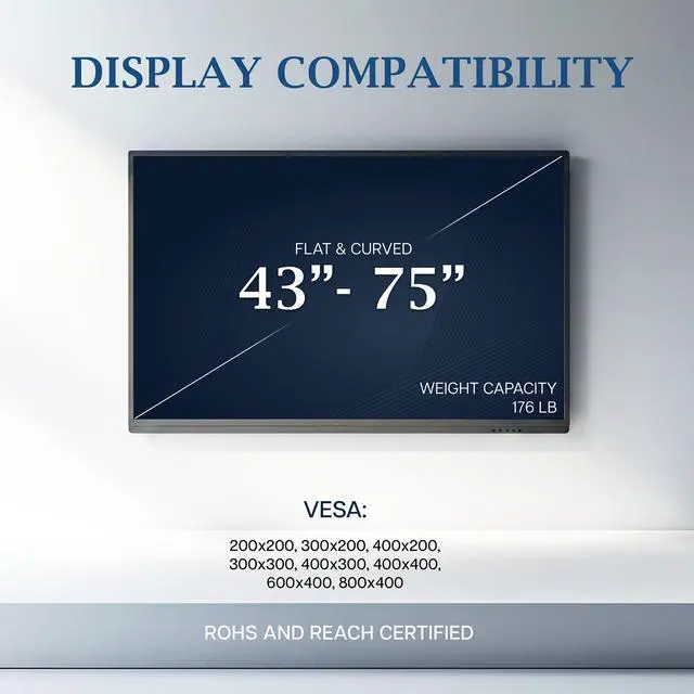 Alt view image 3 of 7 - VIVO PRO Premium Heavy-Duty Fixed TV Wall Mount, 43-75 Screens, Holds 176lbs