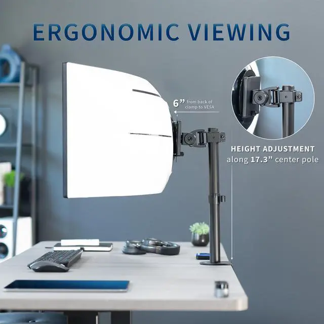 Alt view image 5 of 7 - VIVO Single Ultrawide Monitor Desk Mount, Adjustable Stand for Screens up to 49"