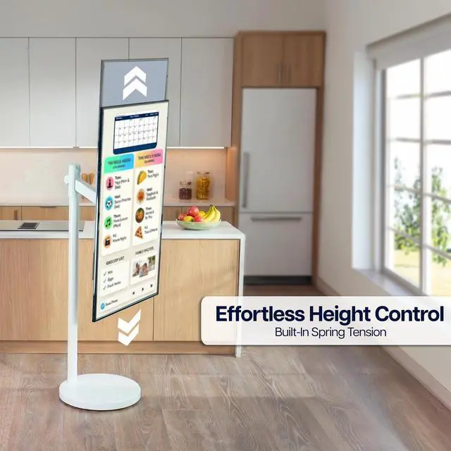 Alt view image 5 of 7 - White Rolling TV Cart with Mechanical Arm, 1743" Screens, Height Adjustable