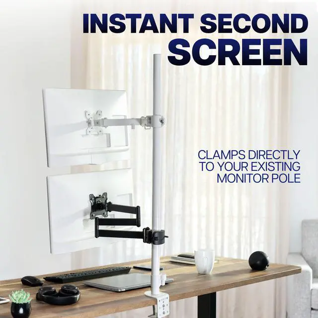 Alt view image 6 of 7 - VIVO Long Arm Monitor Pole Mount Monitor Arm VESA Plate, Fits 17"-32" Screens