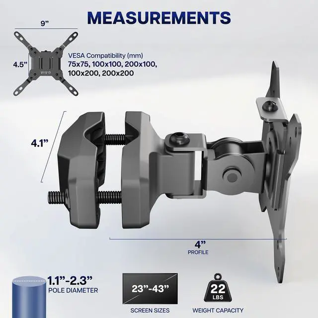 Alt view image 4 of 7 - VIVO Steel Universal Bracket Pole Mount VESA Plate, Fits Screens 23"43"