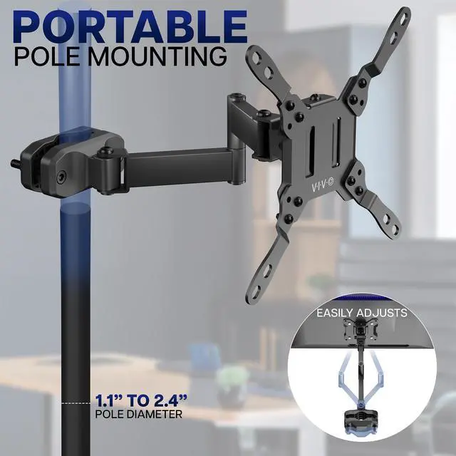 Alt view image 2 of 7 - VIVO Steel Universal Pole Mount Monitor Arm VESA Plate, Fits 23"-43" Screens