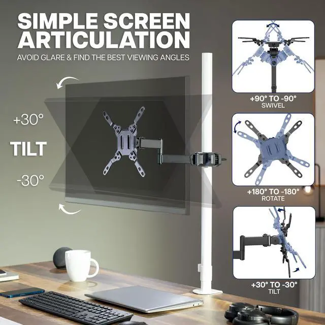 Alt view image 7 of 7 - VIVO Steel Universal Pole Mount Monitor Arm VESA Plate, Fits 23"-43" Screens
