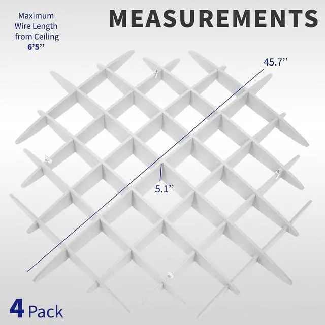Alt view image 3 of 7 - VIVO White Acoustic Ceiling Waffle Panel, 4-Pack