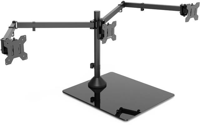 Main image of VIVO Triple Monitor Stand for Desk with Glass Base, Holds 3 Screens up to 32"