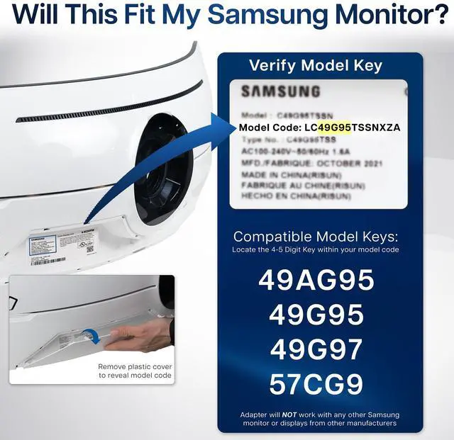 Alt view image 3 of 7 - VIVO Recessed VESA Adapter Plate Designed for Compatible Samsung Neo G9 Monitor