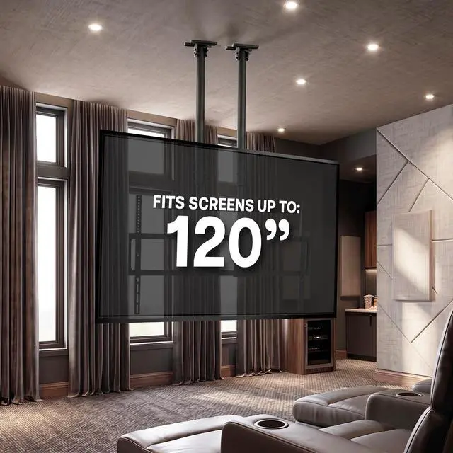 Alt view image 2 of 7 - VIVO Extending Large Ceiling TV Mount, 60 to 120 inch Screens, Dual 5.5ft Poles