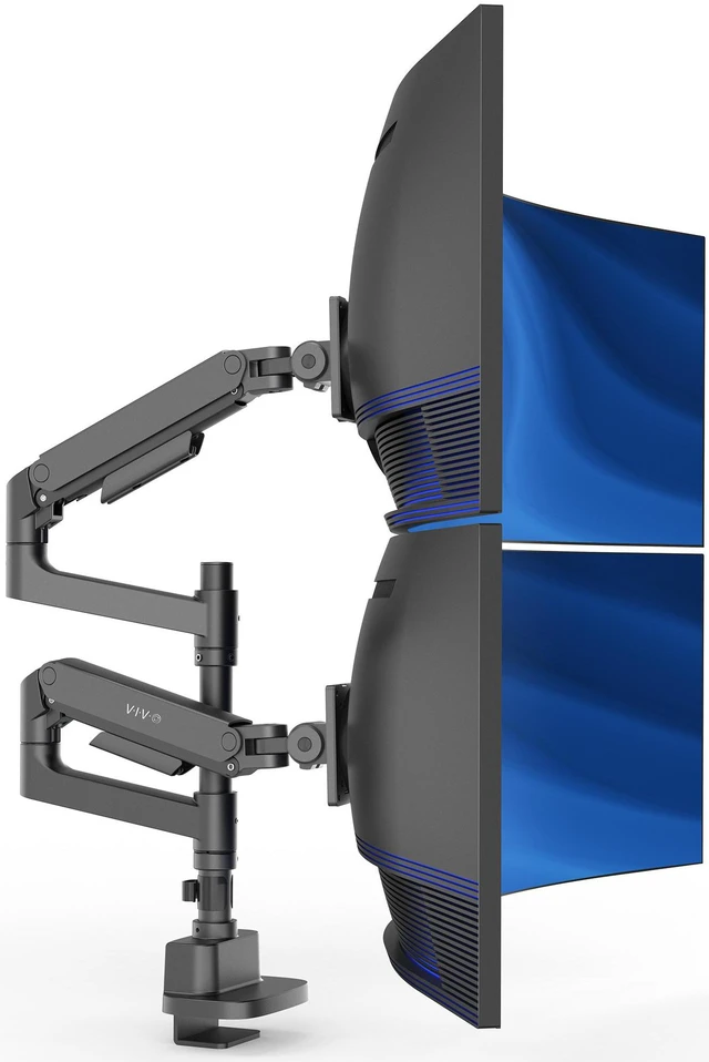 Main image of VIVO Pneumatic Dual Ultrawide Monitor Desk Mount Pole, Up to 49" Screens