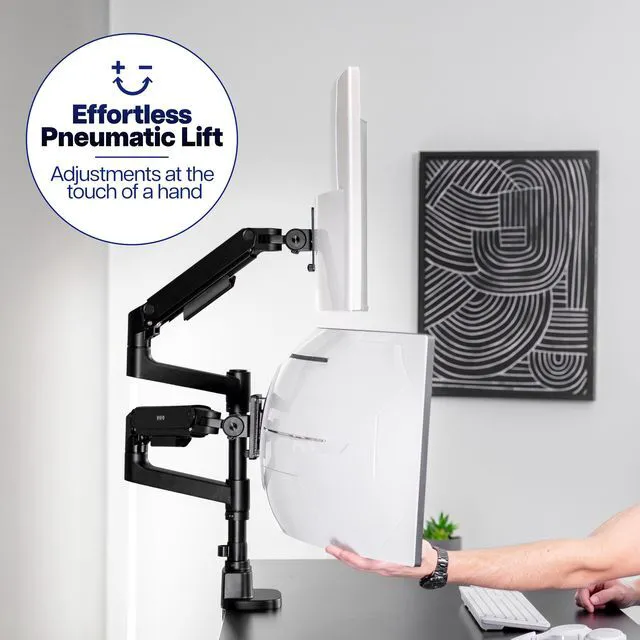 Alt view image 6 of 7 - VIVO Pneumatic Dual Ultrawide Monitor Desk Mount Pole, Up to 49" Screens
