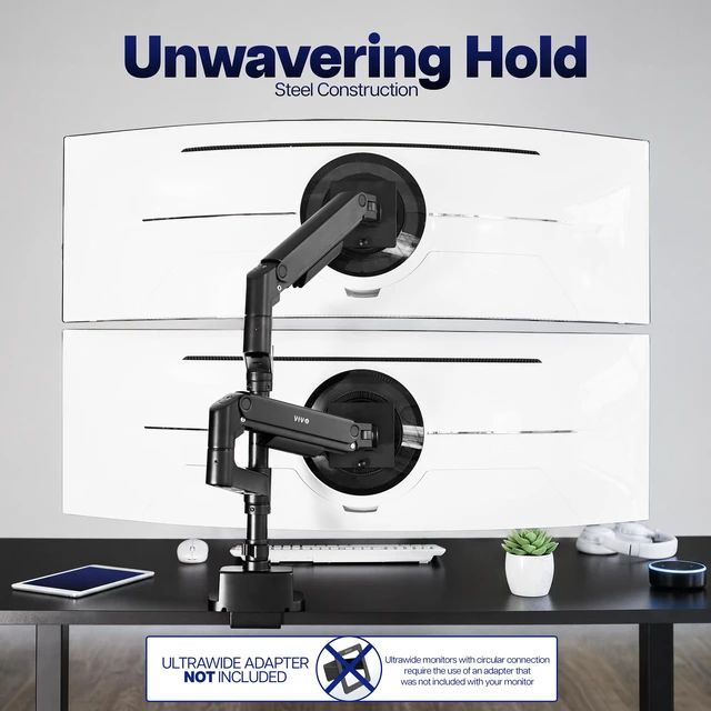 Alt view image 7 of 7 - VIVO Pneumatic Dual Ultrawide Monitor Desk Mount Pole, Up to 49" Screens