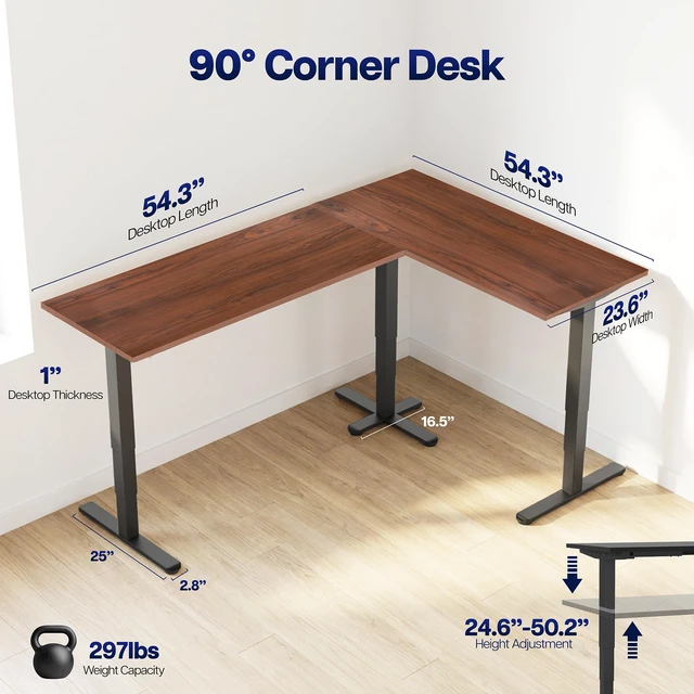 Alt view image 7 of 7 - VIVO Electric 109" x 24" Extra Long Standing Desk, Dark Walnut Tops, Black Frame