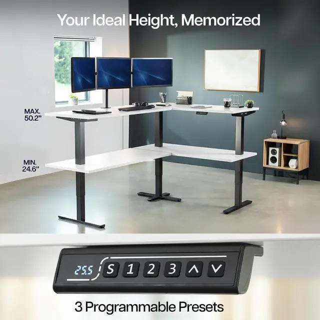 Alt view image 5 of 7 - VIVO Electric 109" x 24" Extra Long Standing Desk, White Tops, Black Frame