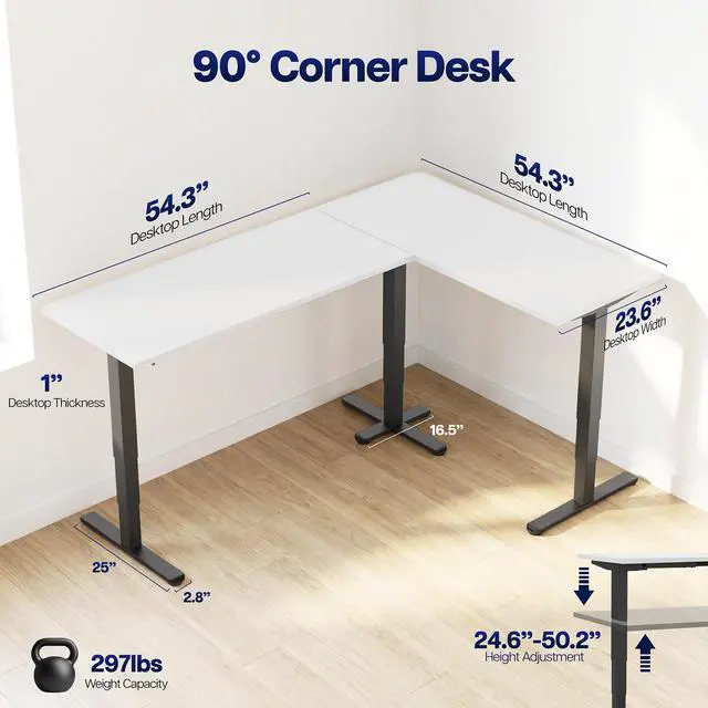 Alt view image 7 of 7 - VIVO Electric 109" x 24" Extra Long Standing Desk, White Tops, Black Frame