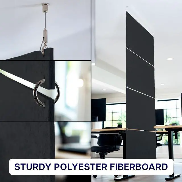 Alt view image 4 of 7 - VIVO Modular 45" x 95" Hanging Acoustic Panels (x4), Sound Absorber, Black
