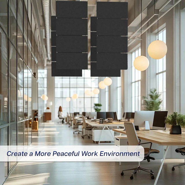 Alt view image 3 of 7 - VIVO Modular 45" x 95" Hanging Acoustic Panels (x4), Sound Absorber, Black