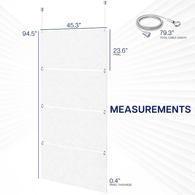 Alt view image 2 of 7 - VIVO Modular 45" x 95" Hanging Acoustic Panels (x4), Sound Absorber, White