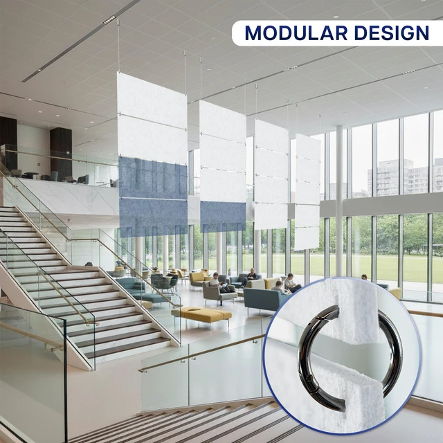 Alt view image 6 of 7 - VIVO Modular 45" x 95" Hanging Acoustic Panels (x4), Sound Absorber, White