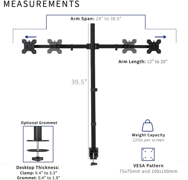 Alt view image 6 of 7 - VIVO Extra Tall Telescoping Dual 27" to 38" Ultrawide Monitor Desk Mount Stand