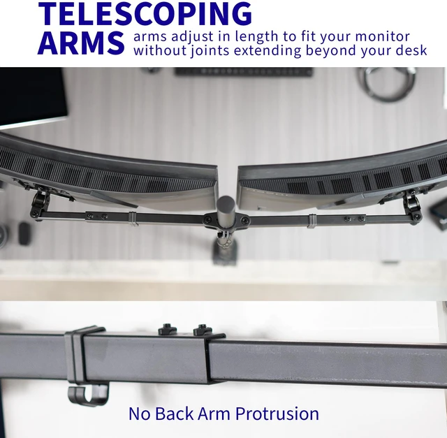 Alt view image 4 of 7 - VIVO Extra Tall Telescoping Dual 27" to 38" Ultrawide Monitor Desk Mount Stand