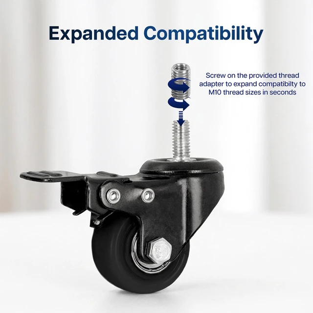 Alt view image 3 of 7 - VIVO 1.5" M8 & M10 Caster Wheels (Set of 4) for TV Carts, Desk Frames, & More