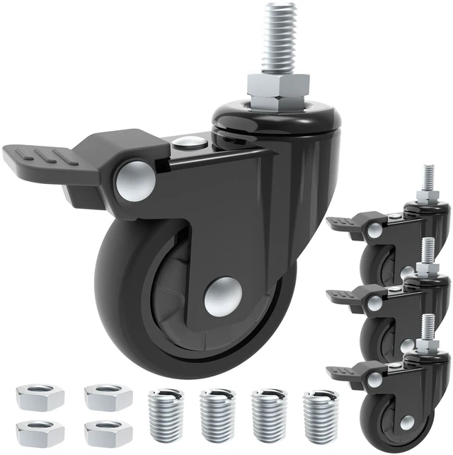Main image of VIVO 1.5" M8 & M10 Caster Wheels (Set of 4) for TV Carts, Desk Frames, & More