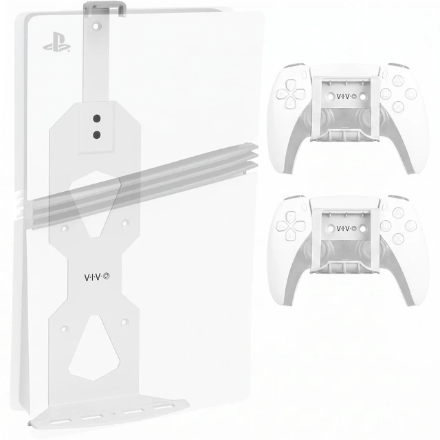 Main image of VIVO White Steel Wall Mount Designed for PS5 Console, 2 Controller Mounts