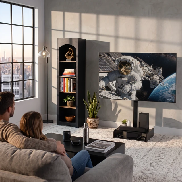 Alt view image 2 of 7 - VIVO Freestanding Motorized TV Mount with Storage, for 32"-65" Screens