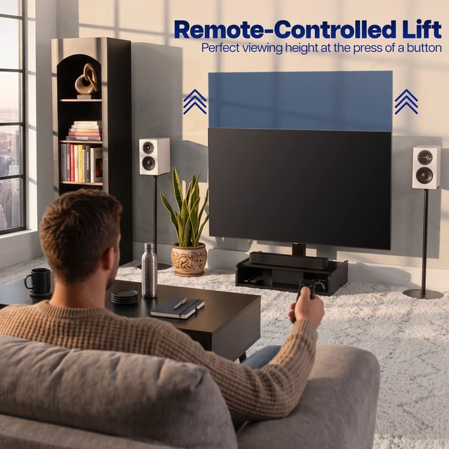 Alt view image 5 of 7 - VIVO Freestanding Motorized TV Mount with Storage, for 32"-65" Screens