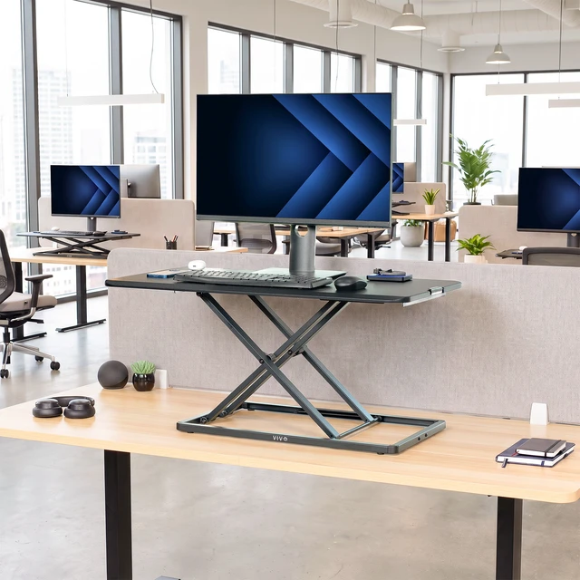 Alt view image 6 of 7 - VIVO Economy Height Adjustable 36" Standing Desk Sit Stand Desktop Monitor Riser