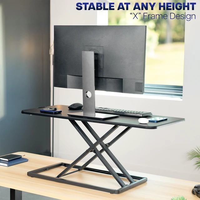 Alt view image 5 of 7 - VIVO Economy Height Adjustable 36" Standing Desk Sit Stand Desktop Monitor Riser