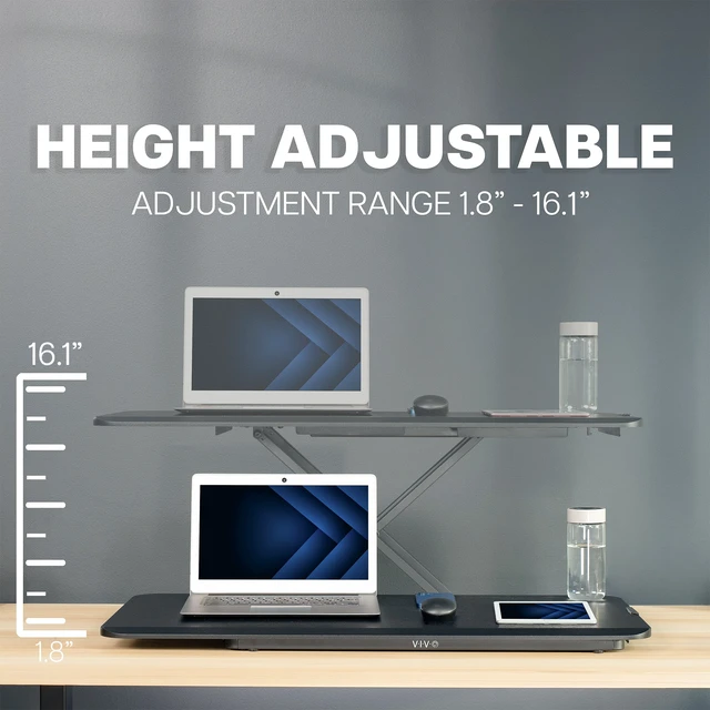 Alt view image 4 of 7 - VIVO Economy Height Adjustable 36" Standing Desk Sit Stand Desktop Monitor Riser