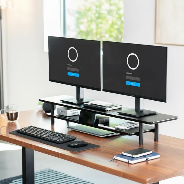 Alt view image 2 of 7 - VIVO Black Monitor Stand Riser, 2-Tier 42 x 11 Desk Shelf, Holds 66 lbs