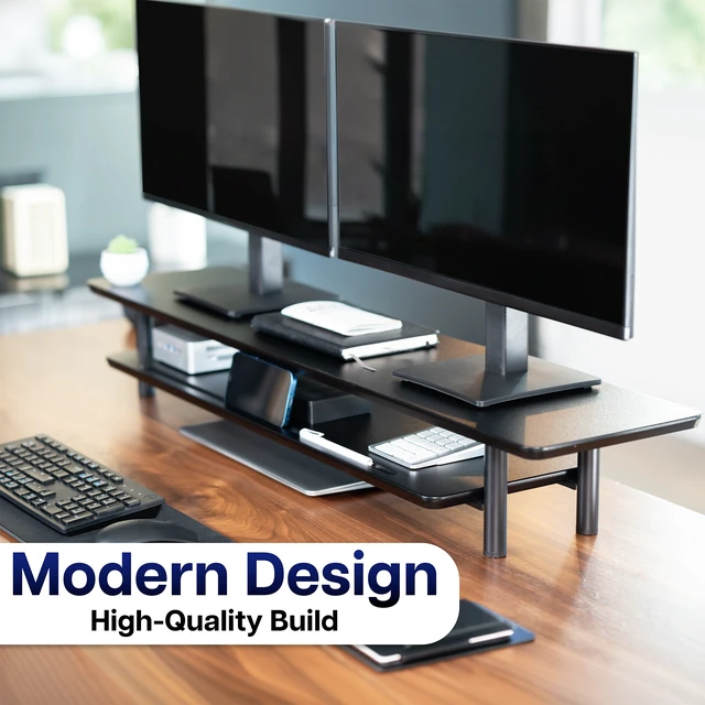Alt view image 6 of 7 - VIVO Black Monitor Stand Riser, 2-Tier 42 x 11 Desk Shelf, Holds 66 lbs