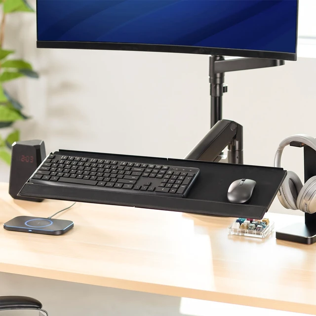 Alt view image 2 of 7 - VIVO 26 x 10 Mounted Keyboard Tray, VESA 100x100mm, Holds 6.4 lbs