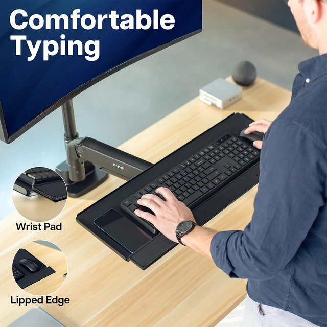 Alt view image 5 of 7 - VIVO 26 x 10 Mounted Keyboard Tray, VESA 100x100mm, Holds 6.4 lbs