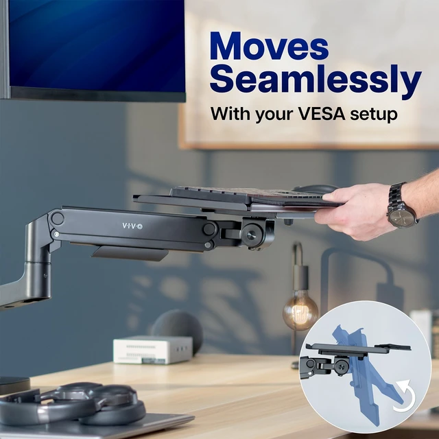 Alt view image 4 of 7 - VIVO 26 x 10 Mounted Keyboard Tray, VESA 100x100mm, Holds 6.4 lbs